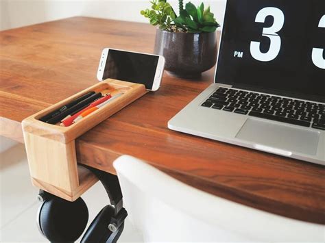 Everything you need all in one place. This handmade wooden desk organiser has been originally ...