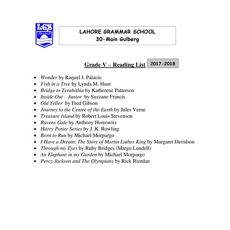 Grade 5 Reading list.pdf | DocDroid