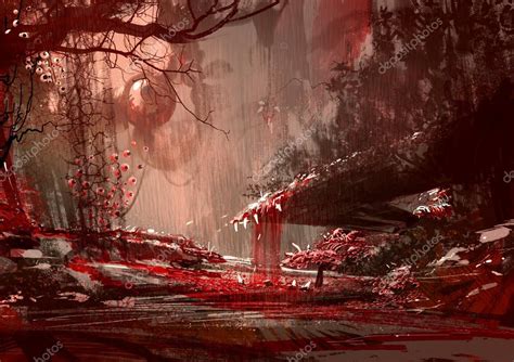 Bloodyland,horror landscape,illustration Stock Photo by ©grandfailure 123356820