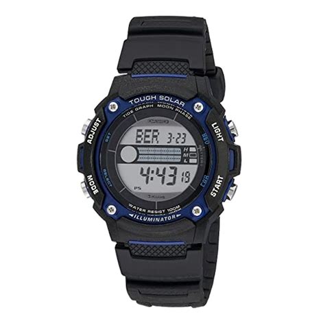 Buy Casio Tough Solar Illuminator Tide Graph Moon Phase Digital Men's Watch, W-S210H-1AVDF ...