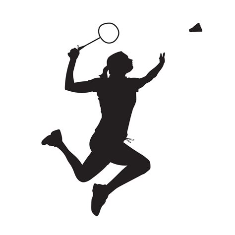 female jump smash. badminton player vector silhouette 13317823 Vector ...