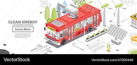 Electric bus with charging station isometric Vector Image