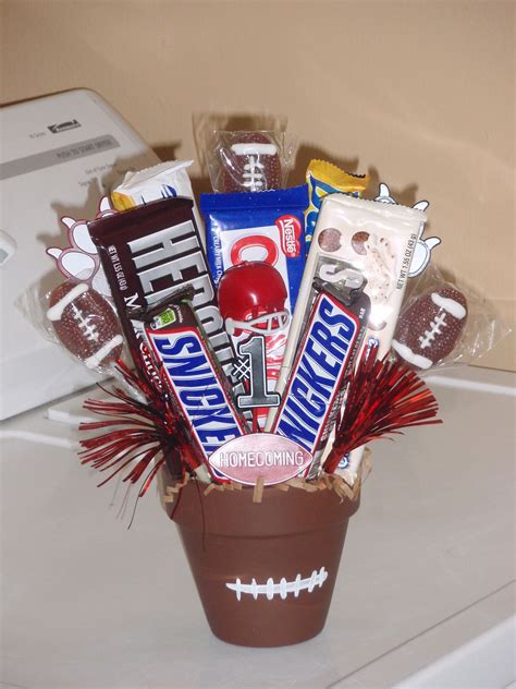 Made this for a football player on Homecoming! | Football gifts, Football treats, Candy bouquet