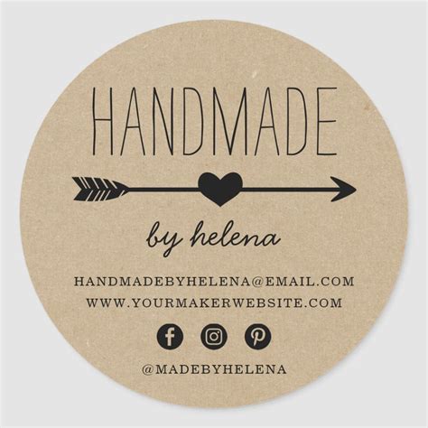 Handmade Heart | Rustic Kraft Look Classic Round Sticker | Zazzle.com ...