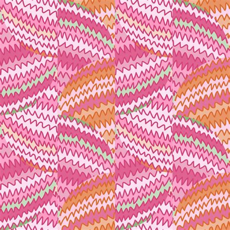 Hand drawn zig zag lines mosaic ornament. Abstract wave seamless pattern in doodle style ...