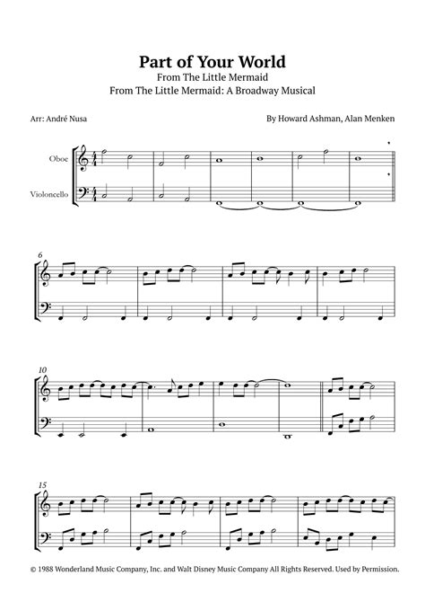 Part Of Your World (arr. André Nusa) by Howard Ashman Sheet Music for ...