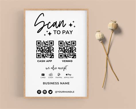 Editable Scan to Pay Template, QR Code Sign, Scan to Pay Template, Accepted Payments Sign, Scan ...