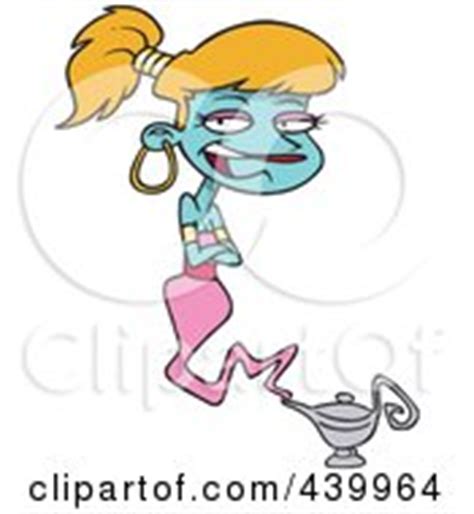 Royalty-Free (RF) Clip Art Illustration of a Cartoon Male Genie Emerging From A Lamp by toonaday ...