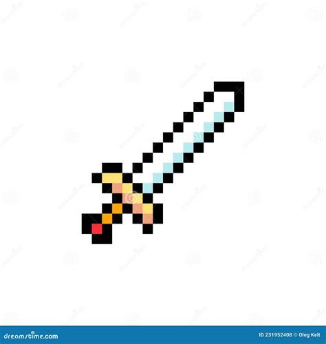 Sword 8-bit Pixel Graphics Icon. Pixel Art Style. Game Assets. 8-bit Sprite Stock Vector ...