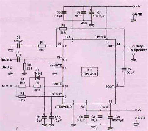100 Watt Power Amplifier Circuit using a Single IC TDA7294 - Homemade ...