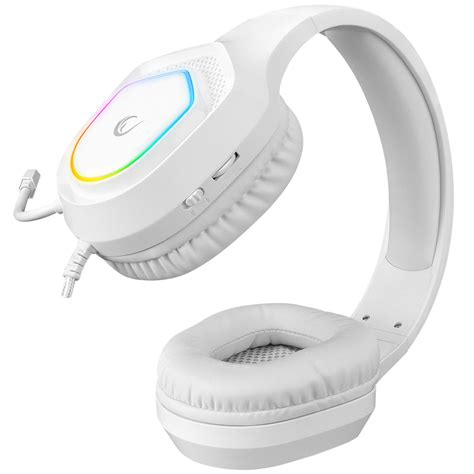 Rampage RM-K90 VECTOR White RGB Led 3.5mm Gaming Headset with Mic and Volume control on earcup ...