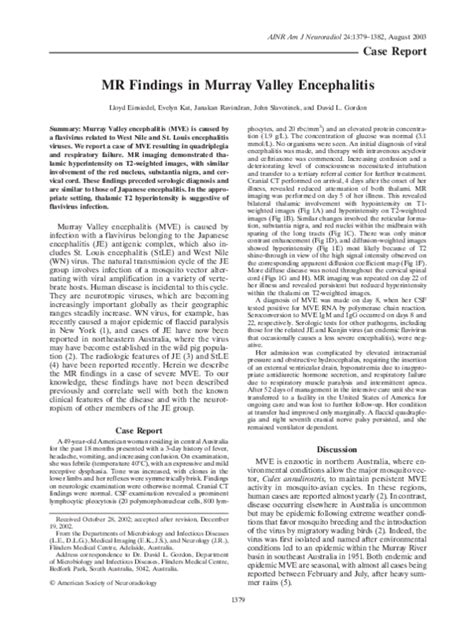 (PDF) MR findings in Murray Valley encephalitis | David Gordon ...