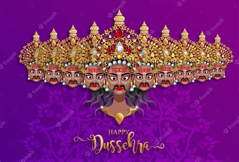 Premium Vector | Happy Dussehra greeting card design in gold textured background