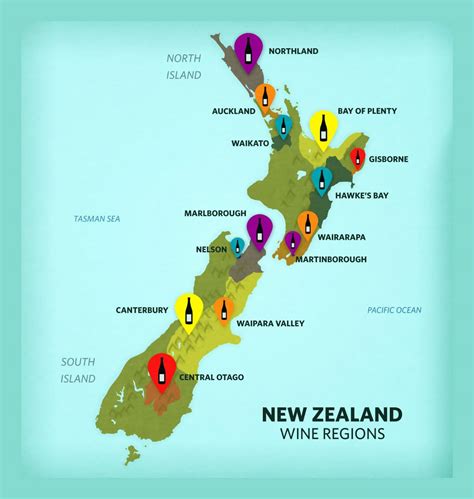 Large wine regions map of New Zealand | New Zealand | Oceania ...