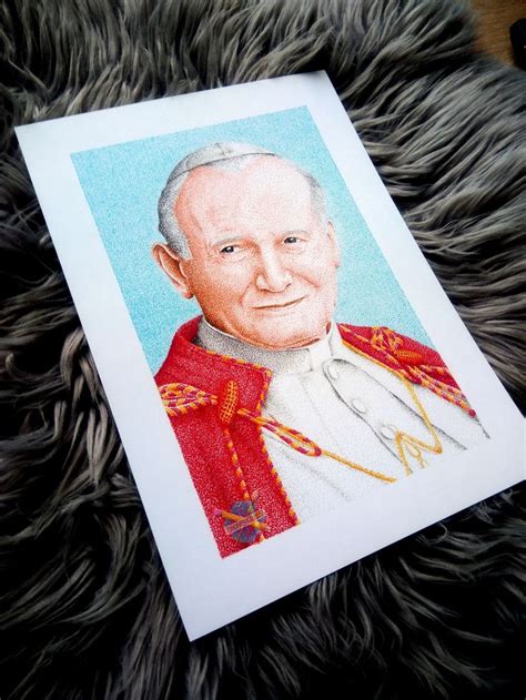 Pope John Paul II, portrait man, people drawing, colorful drawing, gift idea, for her, for him ...