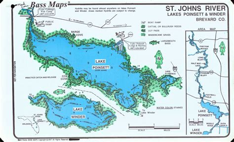 Lake Poinsett & Washington Bass Map - Mark Evans Maps - Florida Fishing ...