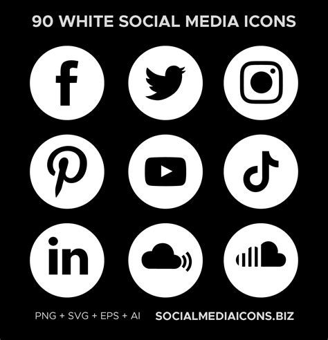 Round Social Media Icons white (new) - Socialmediaicons