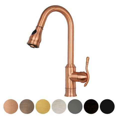 Copper Pull Out Kitchen Faucet, Single Level Solid Brass Kitchen Sink ...