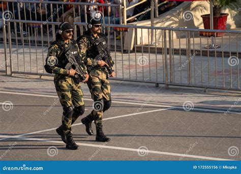 Indian Border Security Force Members March To the Border Against ...