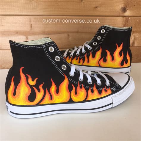 Fire Flames High Top Converse Trainers - Etsy UK | Swag shoes, Hype ...