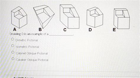 Solved Drawing D is an example of a Dimetric Pictorial | Chegg.com