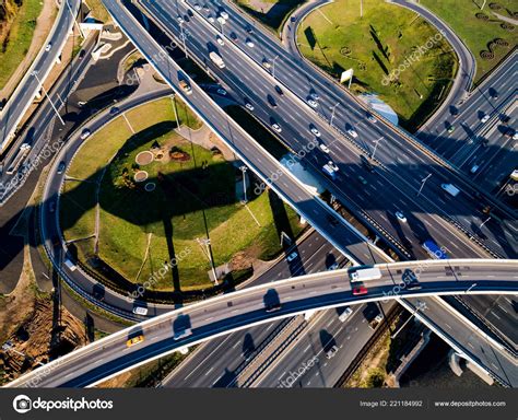 Aerial View Freeway Intersection Traffic Trails Moscow ⬇ Stock Photo ...