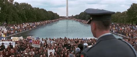 In Forrest Gump (1994) when delivering his speech he- wait a second ...