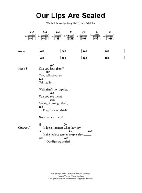 Our Lips Are Sealed by The Go-Go's - Guitar Chords/Lyrics - Guitar ...