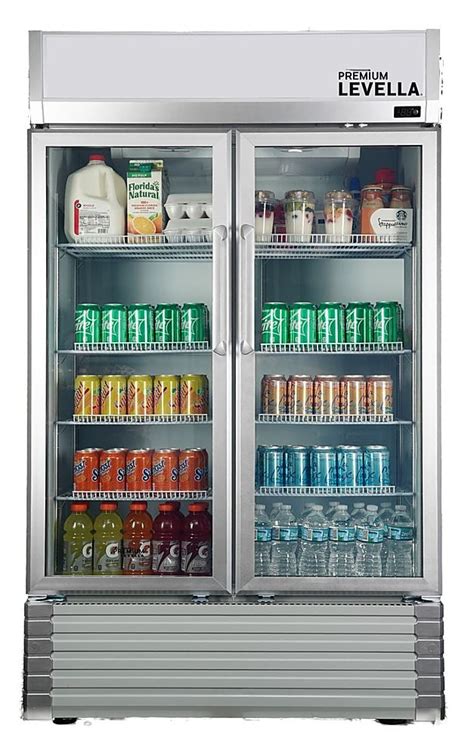 Premium Levella 18.0 cu. ft. 2-Door Commercial Merchandiser Refrigerator Glass-Door Beverage ...