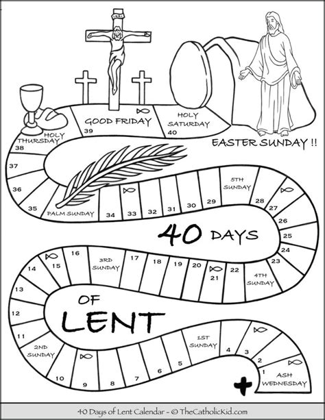 Kids Lent Calendar Coloring Page - TheCatholicKid.com