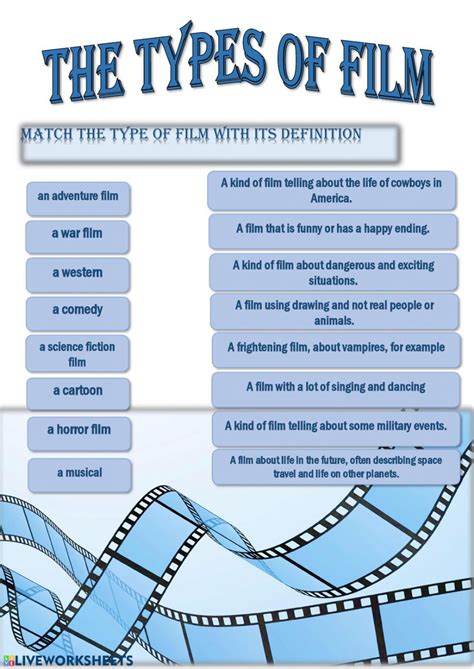 Types of films exercise | Vocabulary, Learn english, Language vocabulary