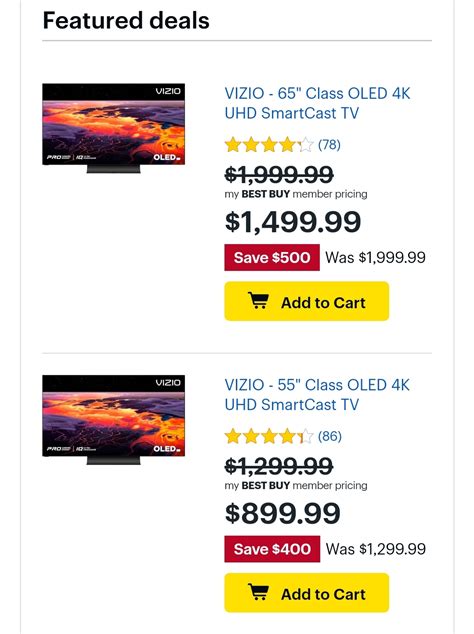 Vizio OLED 55' & 65' Best Buy Member Price Drop Monday Only : r/VIZIO ...