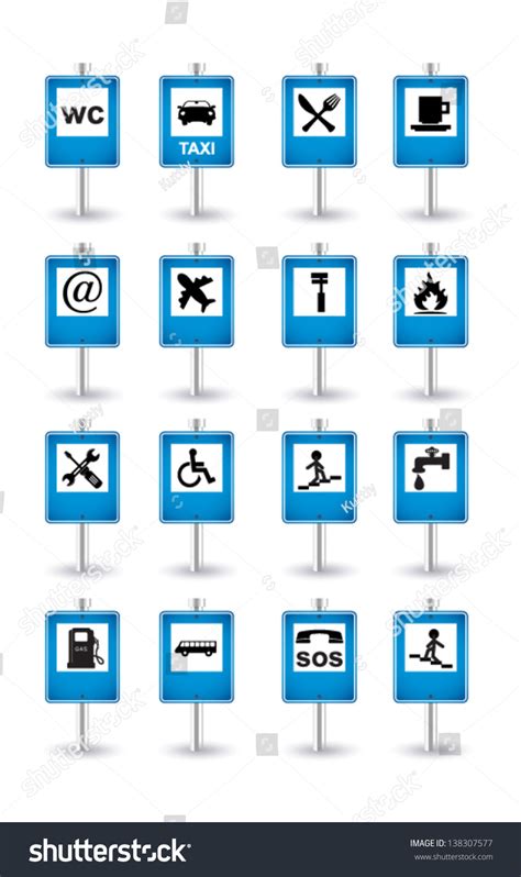 Blue Road Signs Stock Vector (Royalty Free) 138307577 | Shutterstock