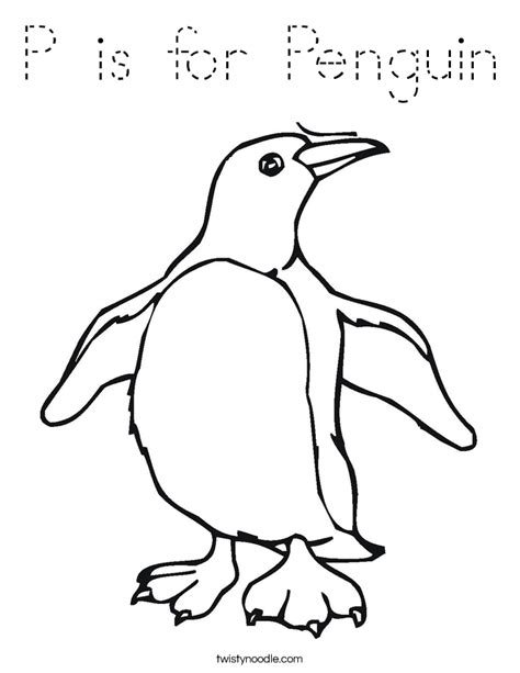 P is for Penguin Coloring Page - Tracing - Twisty Noodle