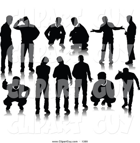 Clip Art of Black Men Silhouettes by - #1380