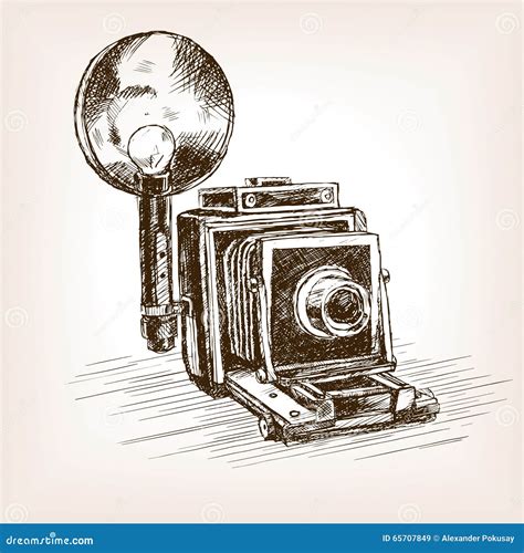 Old Photo Camera Sketch Style Vector Illustration Stock Vector - Image ...