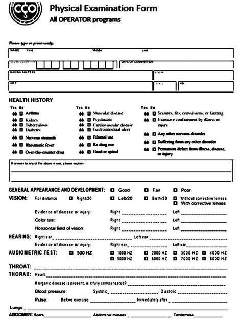 Sample Physical Exam Form | Mous Syusa