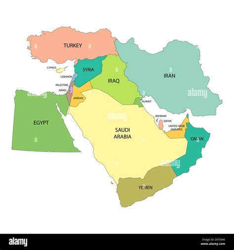 Map of Middle East with borders of countries Stock Vector Image & Art ...