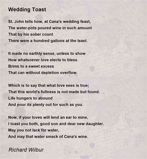 Wedding Toast Poem by Richard Wilbur - Poem Hunter