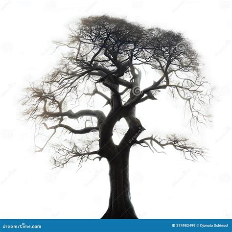 Black Tree Silhouette on a White Background Stock Illustration - Illustration of monochrome ...