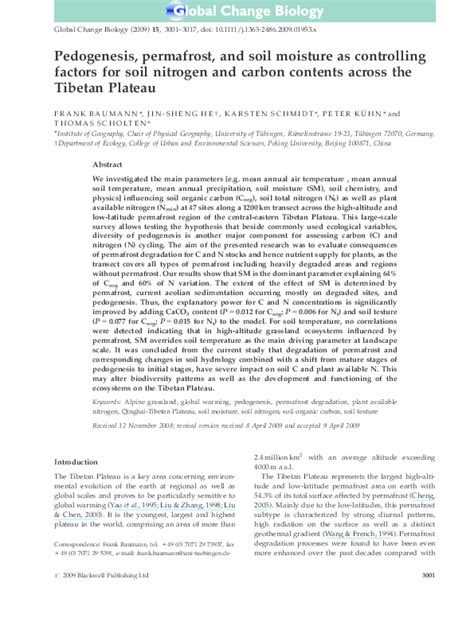 (PDF) Pedogenesis, permafrost, and soil moisture as controlling factors for soil nitrogen and ...