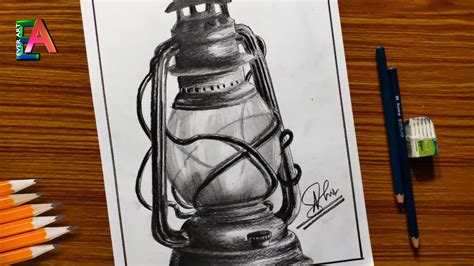 Simple old Lantern Drawing still life with pencil//Hurricane lamp with pencil sketch//Still life ...