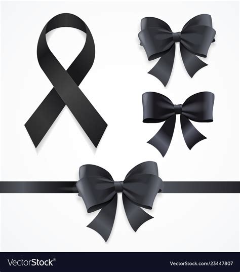 Realistic detailed 3d black mourning symbols set Vector Image