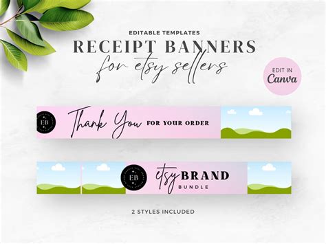 Etsy Order Receipt Banner Editable Canva Template Pink - Etsy