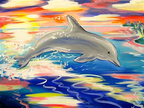 Dolphin Painting Sunset