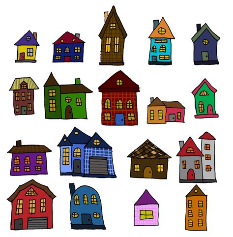 Houses Clipart Set PNG Clip Art Set of Houses Hand Drawn - Etsy UK