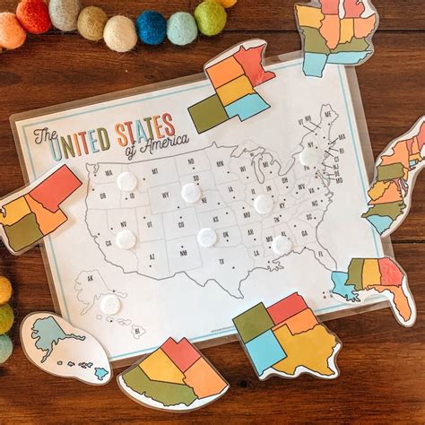 United States Map Puzzle Printable U.S. Map Activity Kids - Etsy