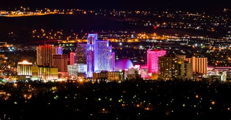 Reno Nevada Skyline Cityscape Panorama Night Stock Photo - Download ...