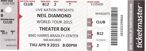 Apr 09, 2015: Neil Diamond at BMO Harris Bradley Center Milwaukee, Wisconsin, United States ...