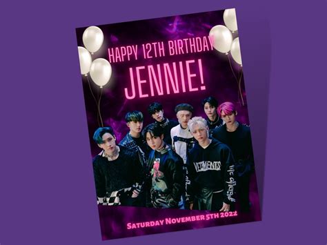 Stray Kids Birthday Party Poster Custom Digital Download K Pop - Etsy